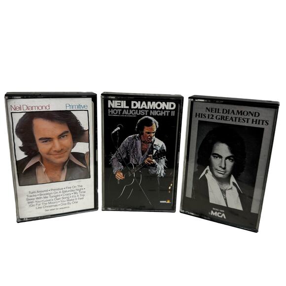 Neil Diamond Other - Neil Diamond Cassette Tape Lot Bundle of 3 Primitive Hot August Greatest Hits